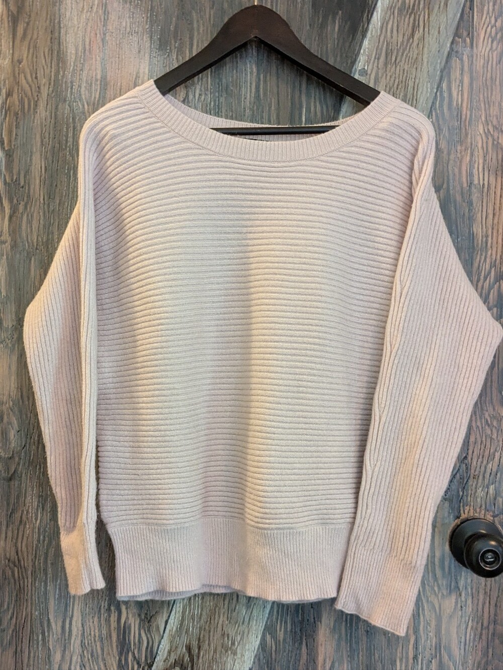 Verve Ami Ribbed Crew Neck Sweater Light Pink Large